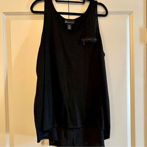 LANE BRYANT Black Zipper Detail Tank